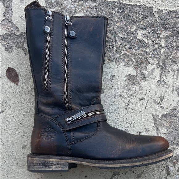 Like new Harley-Davidson Dark Brown Leather Boots - Picture 2 of 16